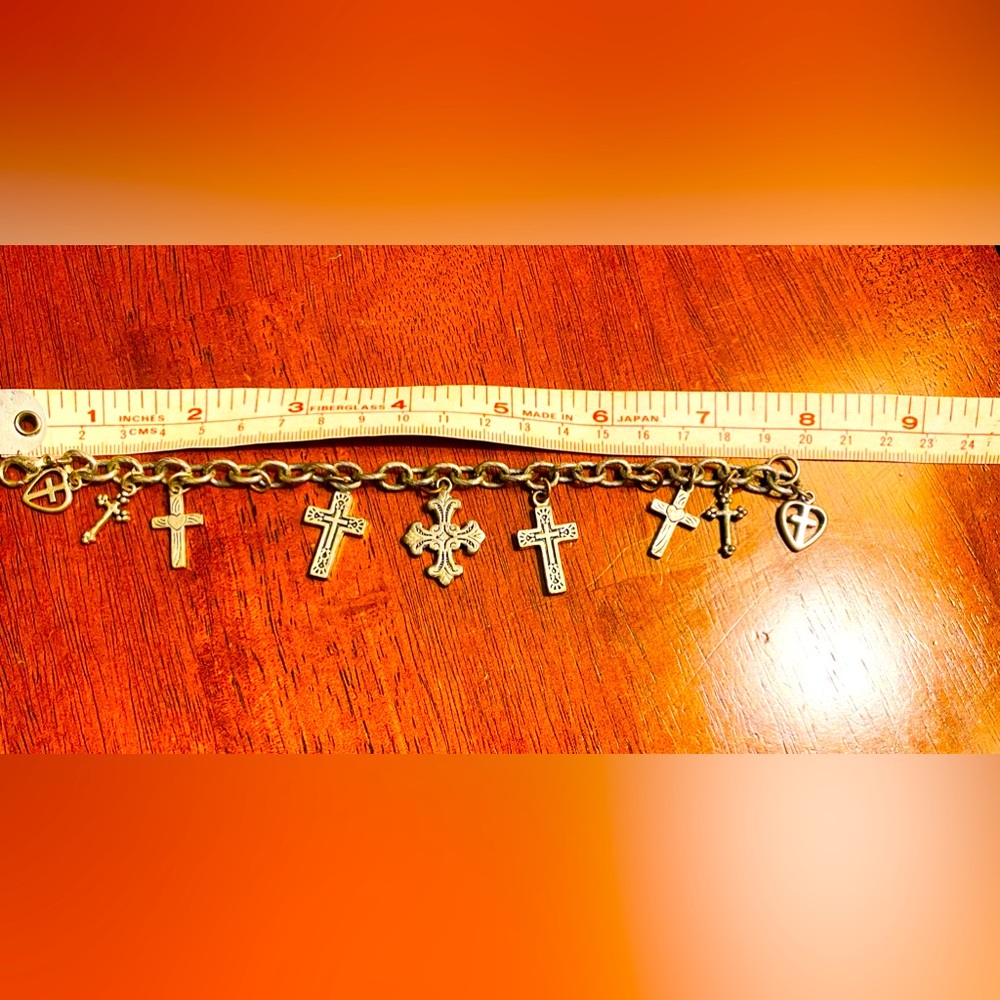 Silver Cross/Charm Bracelet